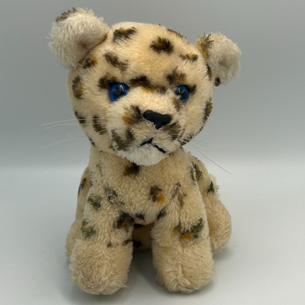 Vintage 1980 Dakin Cheetah Plush Leopard Baby Cat Stuffed 8" Blue Eyes Spots